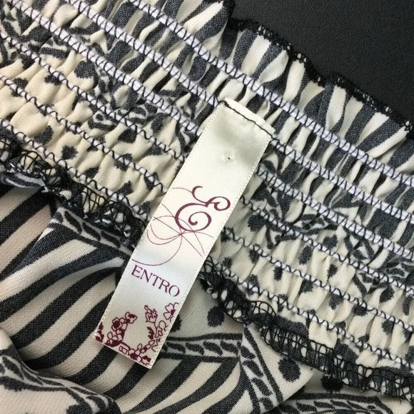Entro Womens Black White Geometric Sleeveless Strapless Mini Dress Size Large - Picture 3 of 9